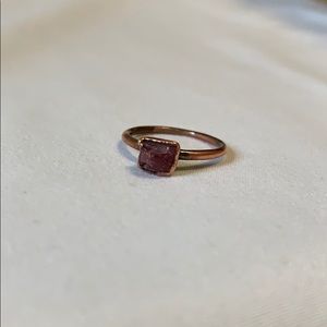 Dainty Raw Pink Tourmaline Ring